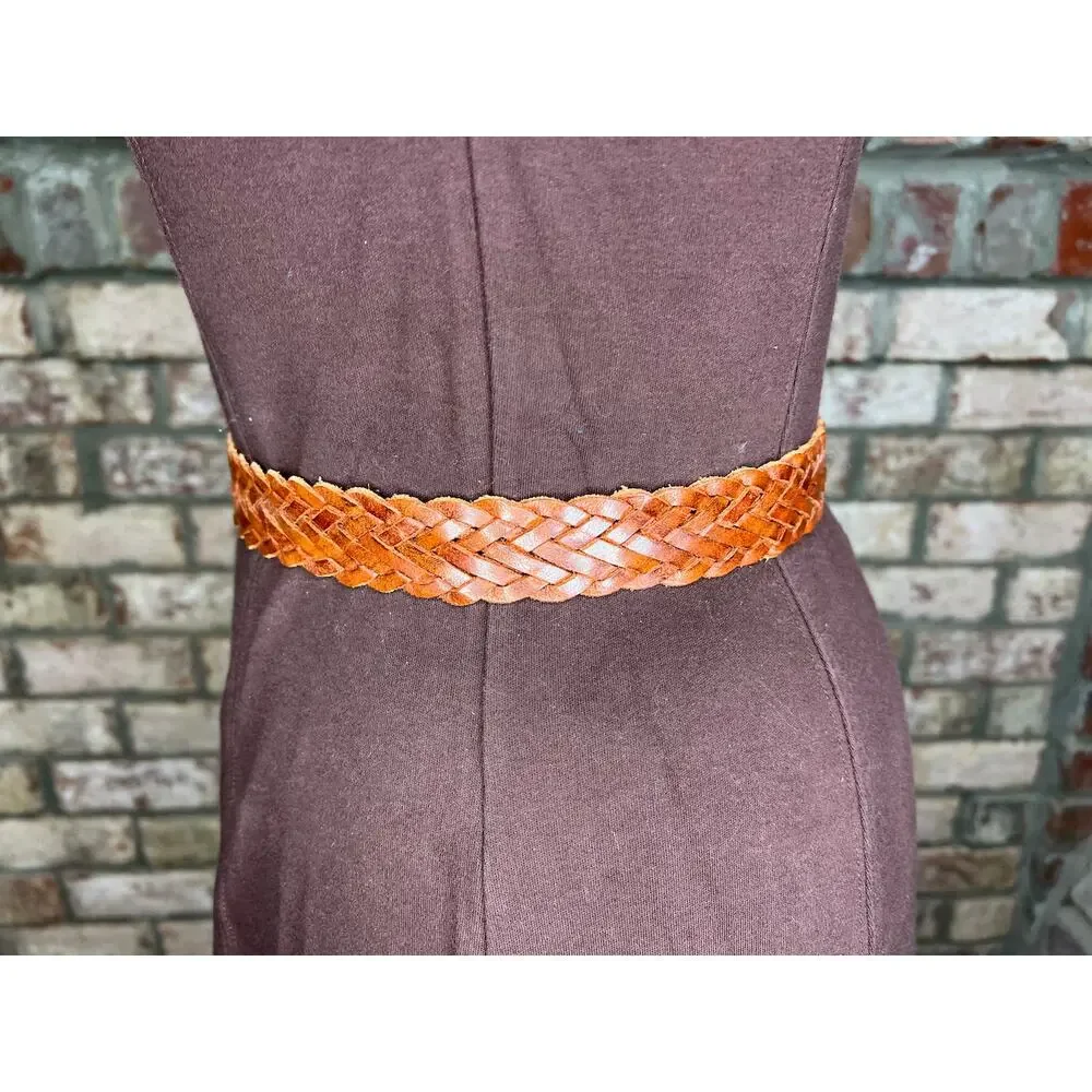 Split leather belt brown size small